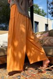 Rustic Nature Linen Blend Pocket Pleat Wide Leg Washed Cayenne
